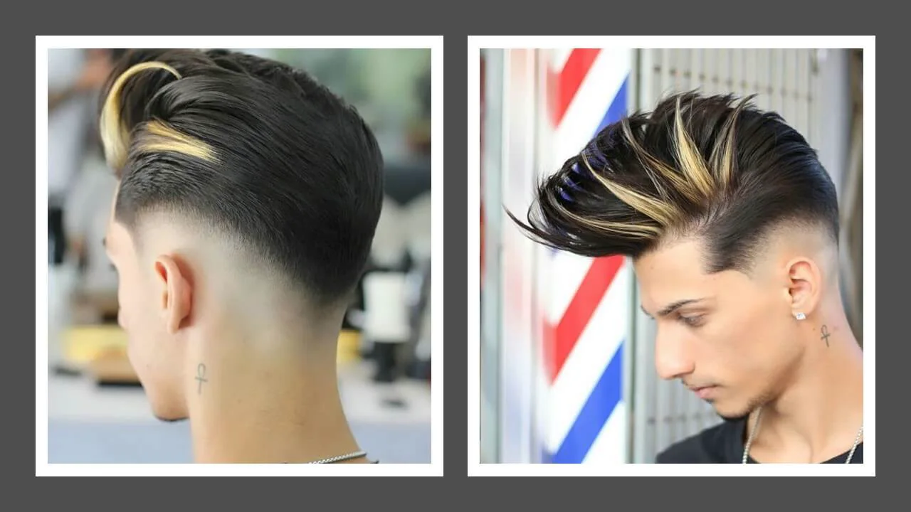 Mechas rubias en cortes masculinos con desvanecido