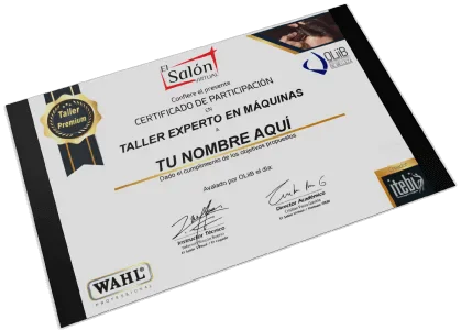 Certificado de participación del Taller Experto en Máquinas